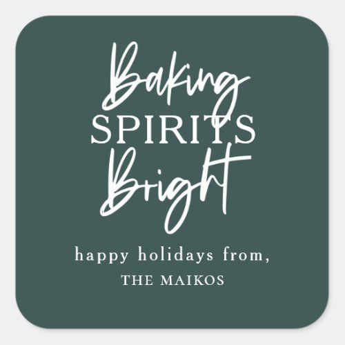 Baking Spirits Bright Green Holiday Square Sticker