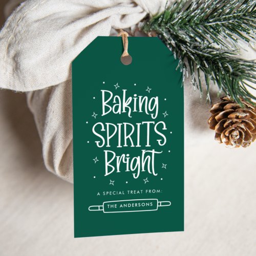 Baking Spirits Bright Green Personalized Holiday Gift Tags