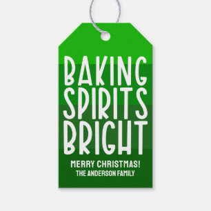 Baking Spirits Bright Green Striped Christmas Gift Tags