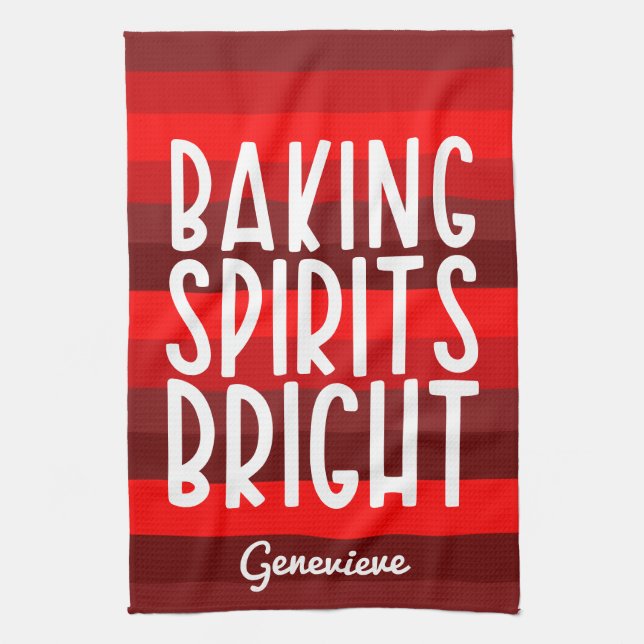 Baking Spirits Bright | Holiday Baking Custom  Kitchen Towel (Vertical)