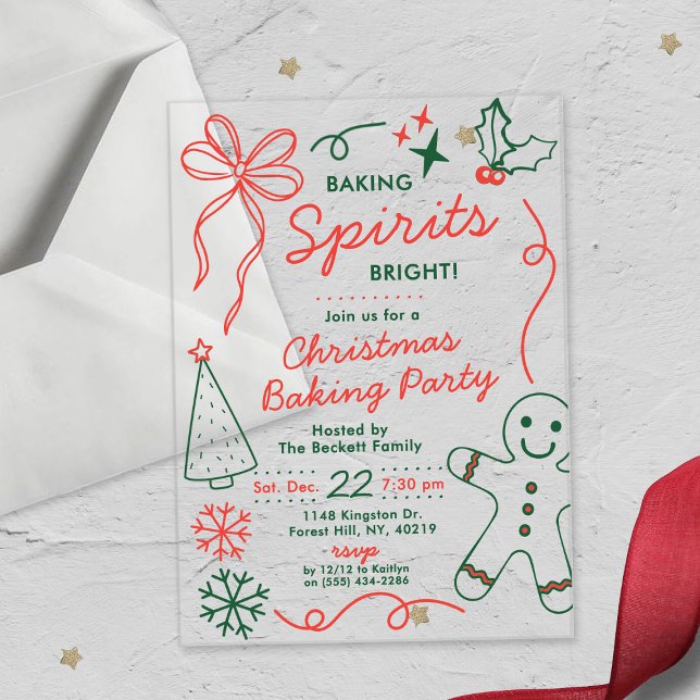 Baking Spirits Bright | Holiday Cookie Swap Party Acrylic Invitations (Creator Uploaded)