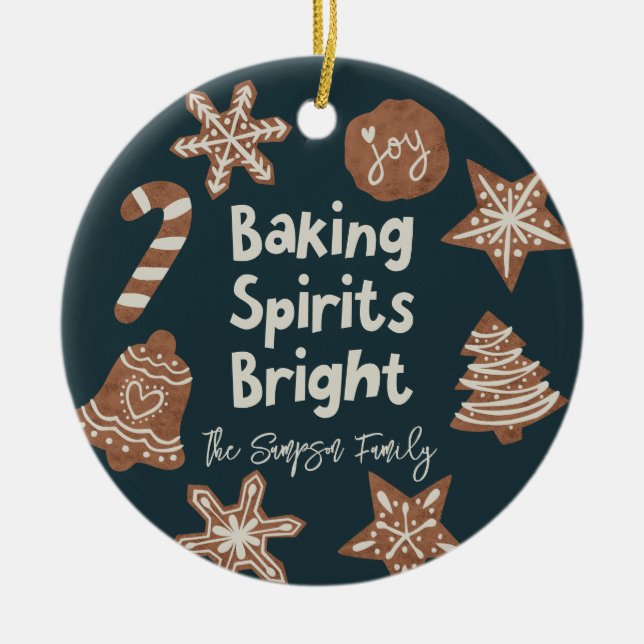 Baking Spirits Bright Holiday Cookies Ceramic Ornament (Front)