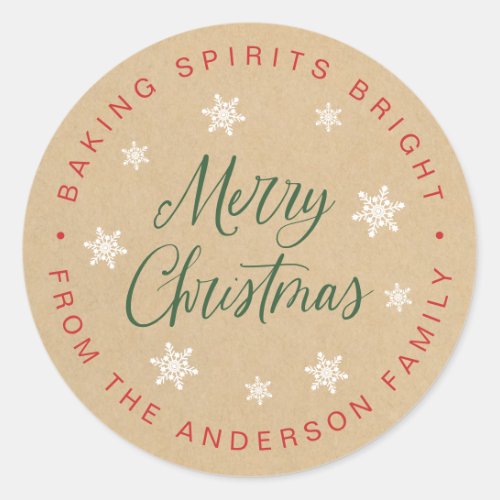 Baking Spirits Bright Homeade Holiday Baking Classic Round Sticker