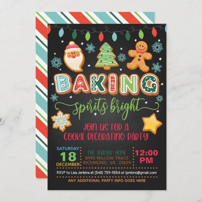 Baking Spirits Bright Invitation - Blk (Front/Back)