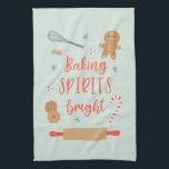 Baking Spirits Bright Kitchen Towel<br><div class="desc">This holiday kitchen towel features cute Christmas illustrations with a funny message.</div>