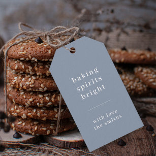 Baking Spirits Bright   Minimal Simple Blue Gray Gift Tags