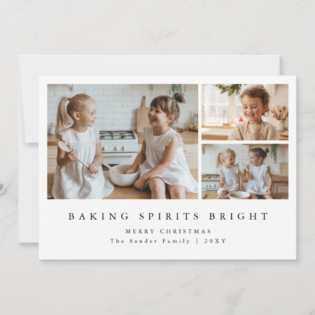 Baking Spirits Bright Modern Christmas Photo Card (Front)