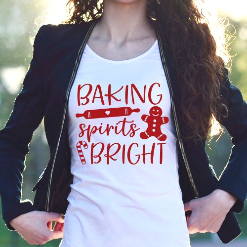 Baking Spirits Bright Modern Red Womens Christmas T_Shirt