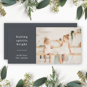 Baking Spirits Bright Modern Stylish Kids Photo Holiday Card
