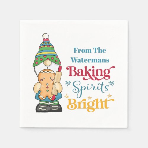 Baking Spirits Bright  Monogram Christmas Napkins