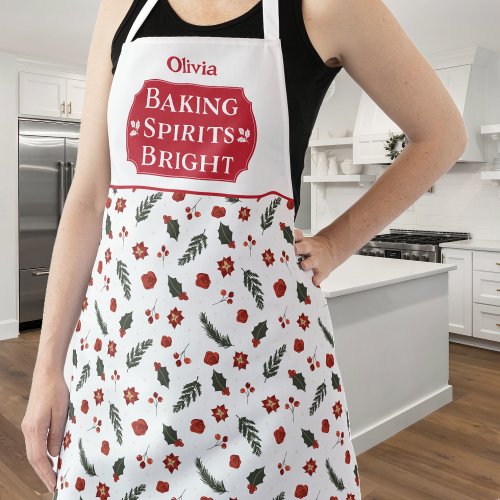 Baking Spirits Bright Monogrammed Christmas Apron