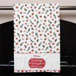 Baking Spirits Bright Monogrammed Christmas Kitchen Towel<br><div class="desc">Baking Spirits Bright Monogrammed Christmas kitchen towel. Festive holiday floral pattern to brighten up the kitchen this holiday season. Perfect for holiday cooking baking and decorating parties.  Modern logo style design with your name. Great as a gift for your favorite baker or for everyone attending your cookie baking party.</div>