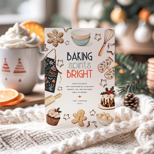 Baking Spirits Bright Non-Photo Christmas Holiday Card (Creator Uploaded)