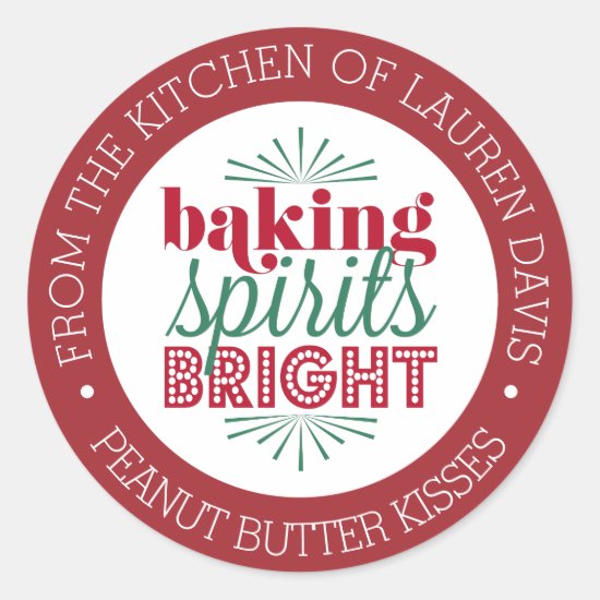 Baking Spirits Bright Personalized Holiday Baking Classic Round Sticker