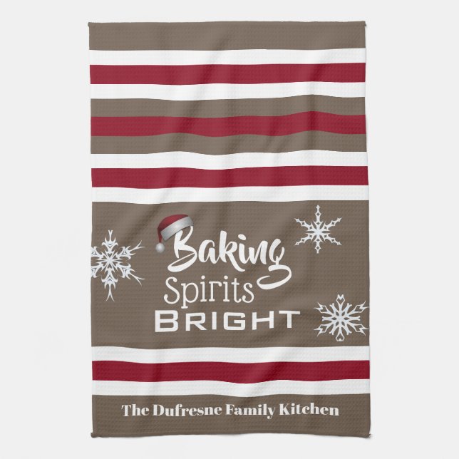 Baking Spirits Bright Personalized Holiday Kitchen Towel (Vertical)