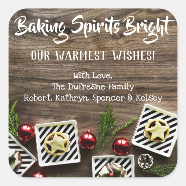 Baking Spirits Bright Personalized Square Sticker (Front)