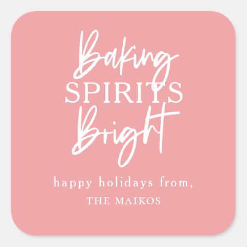 Baking Spirits Bright Pink Square Sticker