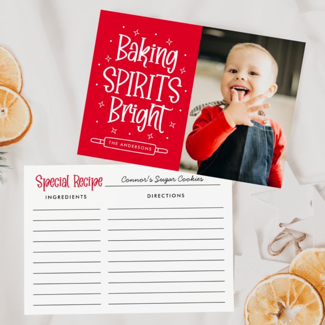 Baking Spirits Bright Recipe Card Holiday Photo (Creator Uploaded)