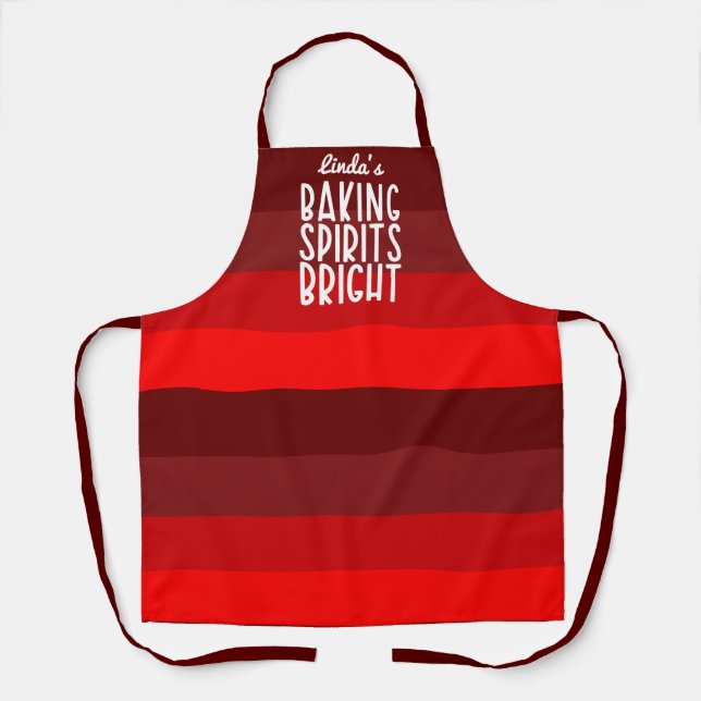 Baking Spirits Bright Red Christmas Baking Custom Apron (Front)