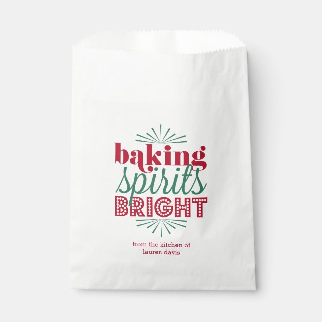 Baking Spirits Bright | Red & Green Holiday Baking Favor Bag