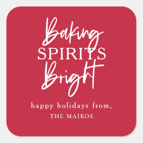 Baking Spirits Bright Red Holiday Square Sticker