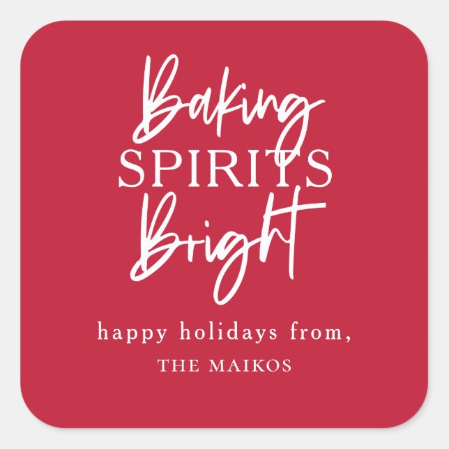 Baking Spirits Bright Red Holiday Square Sticker (Front)