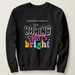 Baking Spirits Bright Retro Kitchen Holiday Black Sweatshirt