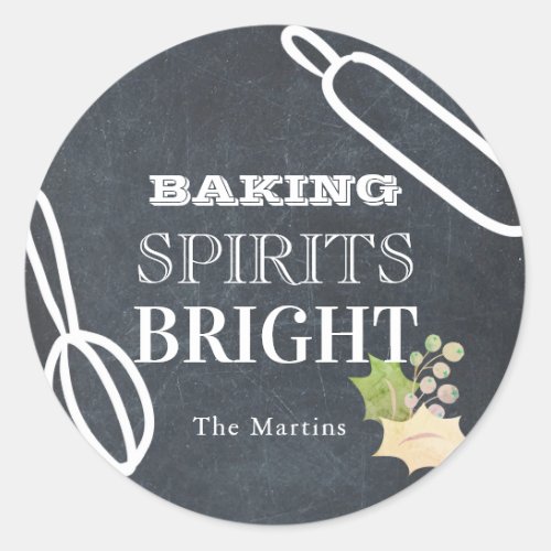 Baking Sprits Bright Holiday Chalkboard Classic Round Sticker