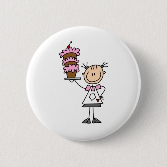 Baking Stick Figure Pinback Button (Front)