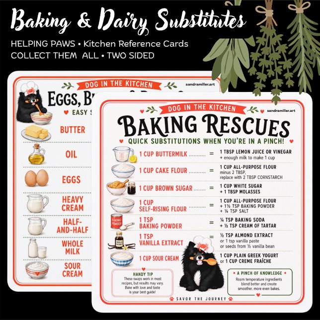 BAKING SUBSTITUTES & SWAPS • KITCHEN  REFERENCE  CARD (Creator Uploaded)