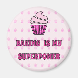 Baking superpower pink cupcakes magnet