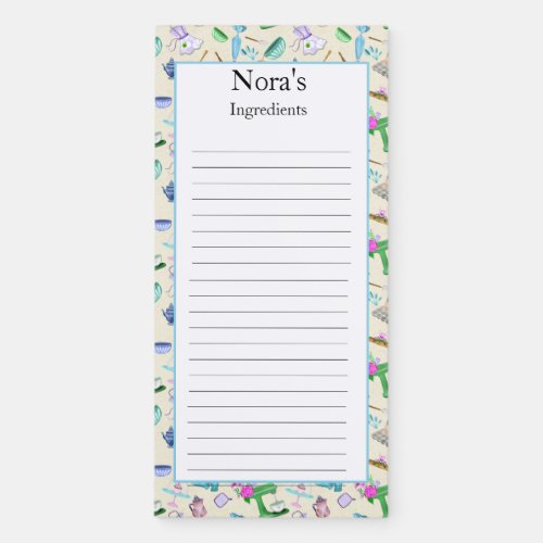  Baking Supplies Pattern Personalized Ingredients  Magnetic Notepad