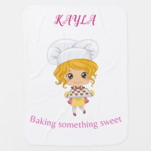 "Baking sweets" baby girl blanket personalized.