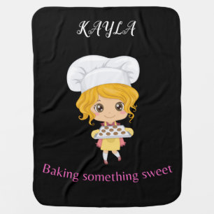 "Baking sweets" baby girl blanket personalized.