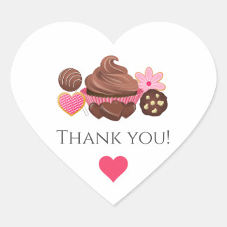 Baking Thank You Packaging Heart Sticker