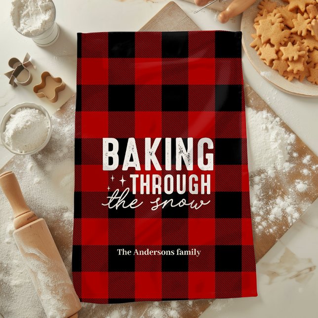 Baking Through the Snow Buffalo Plaid Christmas Kitchen Towel (Creator Uploaded)