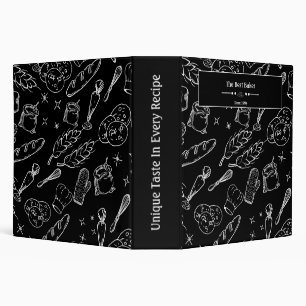 baking tools and food black white kitchen baker 3 ring binder