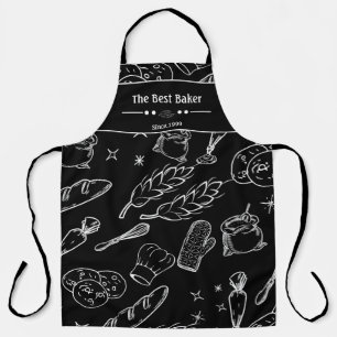 baking tools and food black white kitchen baker apron