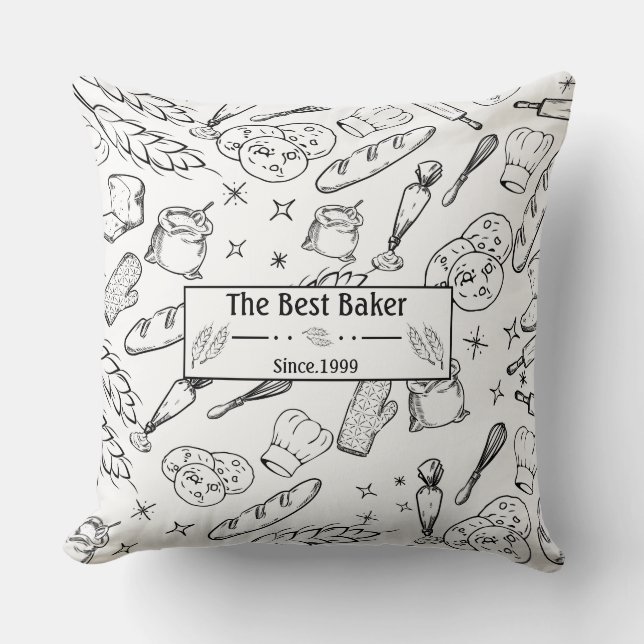baking tools and food modern baker throw pillow (Front)