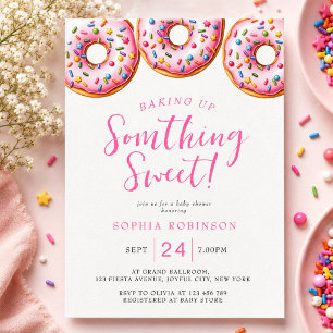 Baking Up Somthing Sweet Donuts Girl Baby Shower Invitation