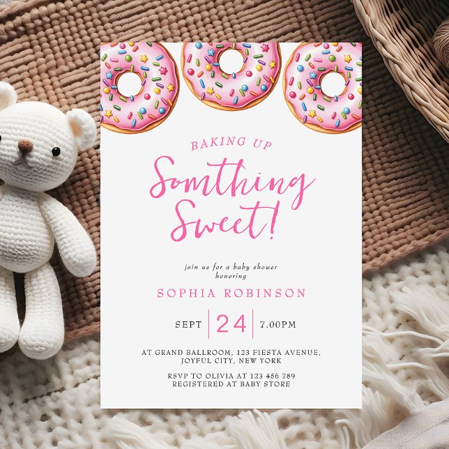 Baking Up Somthing Sweet Donuts Girl Baby Shower Invitation (Creator Uploaded)
