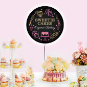 Baking Utensil Pink & Black Cake Bakery Business LED Sign