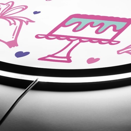 Baking Utensil Pink & Purple Cake Bakery Business LED Sign (Edge)