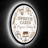 Baking Utensil Woodgrain Cake Bakery Business LED Sign (Angle)