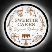 Baking Utensil Woodgrain Cake Bakery Business LED Sign (Front)