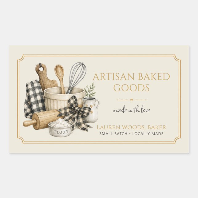 Baking Utensils Artisan Baker Bakery Product Label (Front)