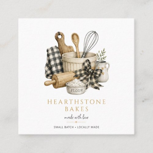 Baking Utensils Artisan Baker Bakery Square Business Card