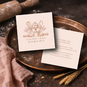 Baking Utensils Baker Bakery Square Business Card