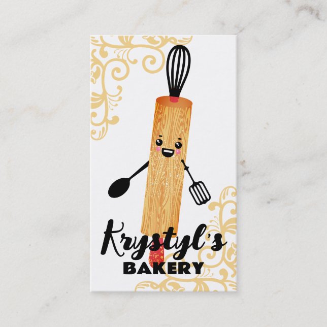 Baking utensils baker rolling pin robot business c card (Front)