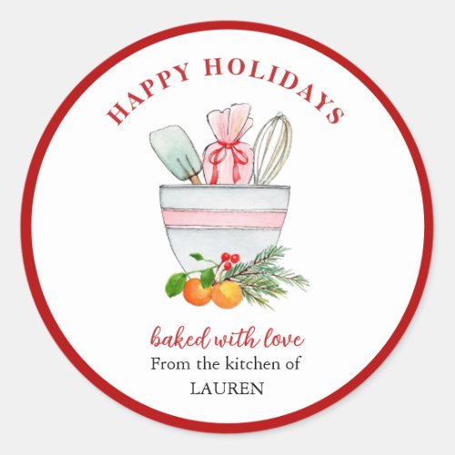 Baking Utensils Bakers Christmas Holiday Classic R Classic Round Sticker